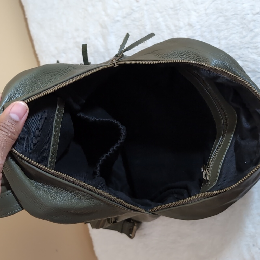 Wanderers| Green Mini Californian Leather Backpack - Picture 5 of 13